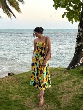 slim fit dress slacks Anthropologie Floral Printed Maxi Dress main image 0